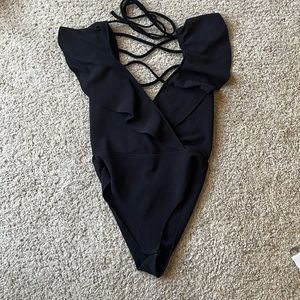 Black Open Back Bodysuit